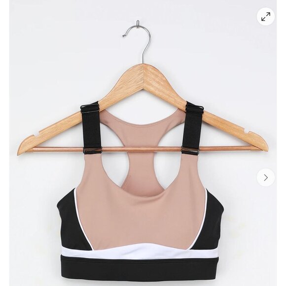 All Fenix Ivy Beige‎ Multi Color Block High-Impact Sports Bra Size Medium $65 - Picture 4 of 14